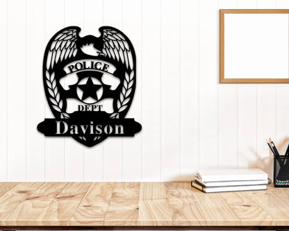 Police Officer Gift, Graduation Gift, Personalized Cop Metal Name Sign, Cop Sign, Sheriff Deputy Name Sign Gift For Detective Thin Blue Line, Metal Laser Cut Metal Signs Custom Gift Ideas