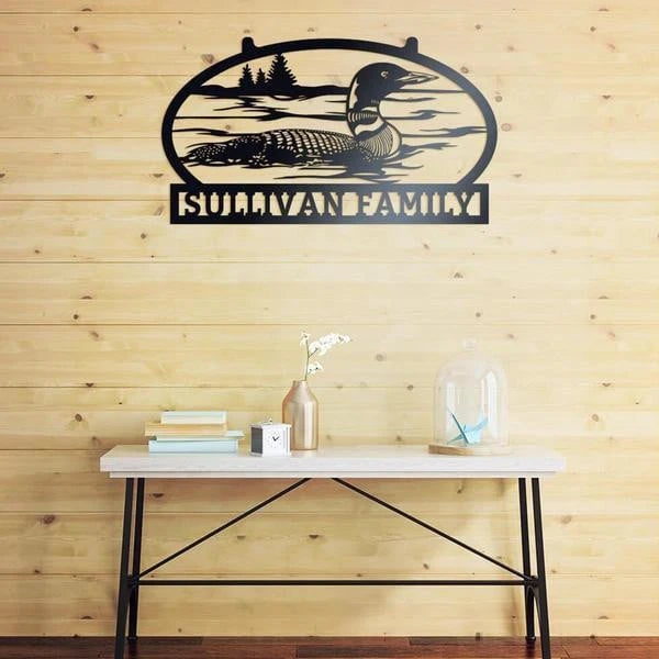 Outdoor Sign With Loon, Cut Metal Sign, Metal Wall Art, Metal House Sign Laser Cut Metal Signs Custom Gift Ideas