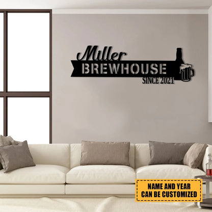 Personalized Beer Brewhouse Metal Bar Sign, Custom Pub, Tap, Lounge, Caf, Home Wall Decor, Metal Laser Cut Metal Signs Custom Gift Ideas