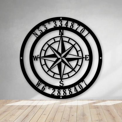 Nautical Compass Gps Coordinate Sign Cut Metal Sign Metal House Sign