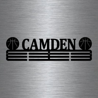 Basketball Custom Name Medal Hanger Holder Display Rack Male 3 Rung, Cut Metal Sign, Metal Wall Art, Laser Cut Metal Signs Custom Gift Ideas