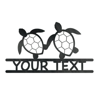 Two Turtles Monogram Customized Metal Signs, Custom Metal Sign, Custom Signs, Metal Sign, Metal Laser Cut Metal Signs Custom Gift Ideas