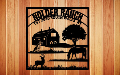 Large Entrance Gate Ranch Sign With Deer, Personalized, Cabin, Wildlife, Barn Decor, Farm Decor, Farm Name Sign, Outdoor Decor, Metal Sign Laser Cut Metal Signs Custom Gift Ideas