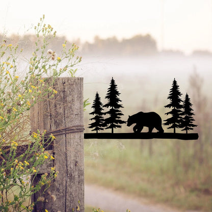 Bear In Forrest Metal Tree Stake, Cabin Decor, Gift For Bear Lovers Laser Cut Metal Signs Custom Gift Ideas