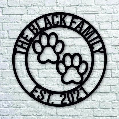 Personalized Metal Sign Front Door Monogram, Paw Print Custom Outdoor Metal Sign For House Decor Address Sign Family Sign For Front Door Dog Laser Cut Metal Signs Custom Gift Ideas
