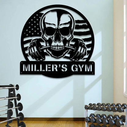 Personalized Skull Metal Gym Sign, Fitness Center, Cross Fit Club, Metal Laser Cut Metal Signs Custom Gift Ideas