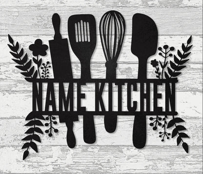 Baking tools flower personalized name baking lover Metal House Sign Laser Cut Metal Signs Custom Gift Ideas