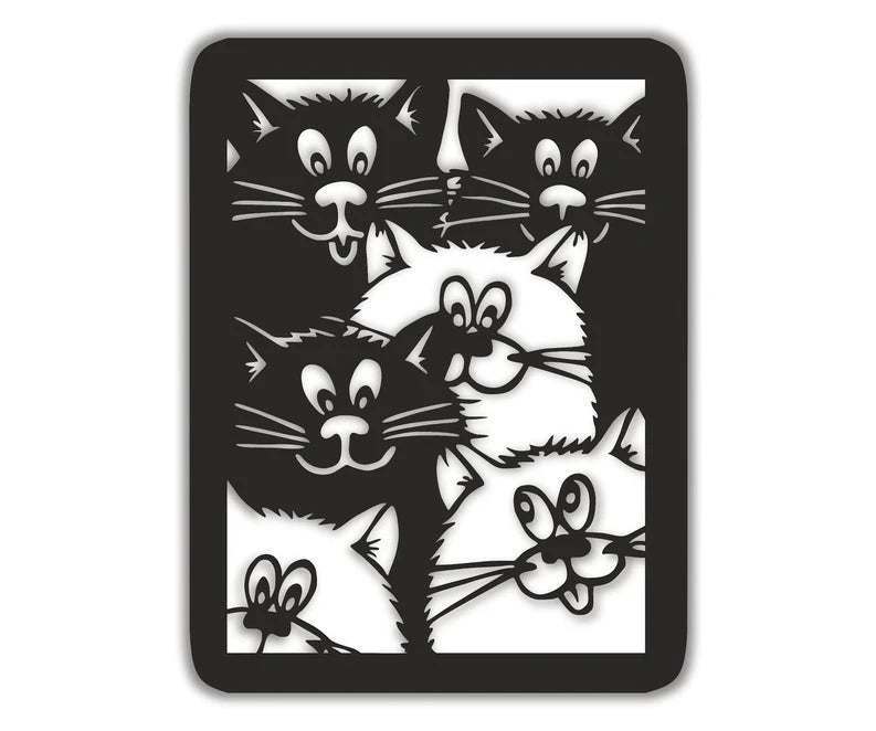 A Group of Cute Cats (Rectangle) Wall Art Cut Metal Sign Laser Cut Metal Signs Custom Gift Ideas