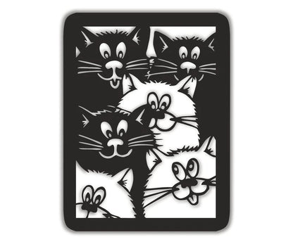 A Group of Cute Cats (Rectangle) Wall Art Cut Metal Sign Laser Cut Metal Signs Custom Gift Ideas