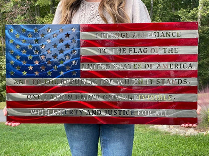 American Flag, American Flag Sign ,us Flag, Pledge Of Allegiance, American Flag Wall Sign Laser Cut Metal Signs Custom Gift Ideas