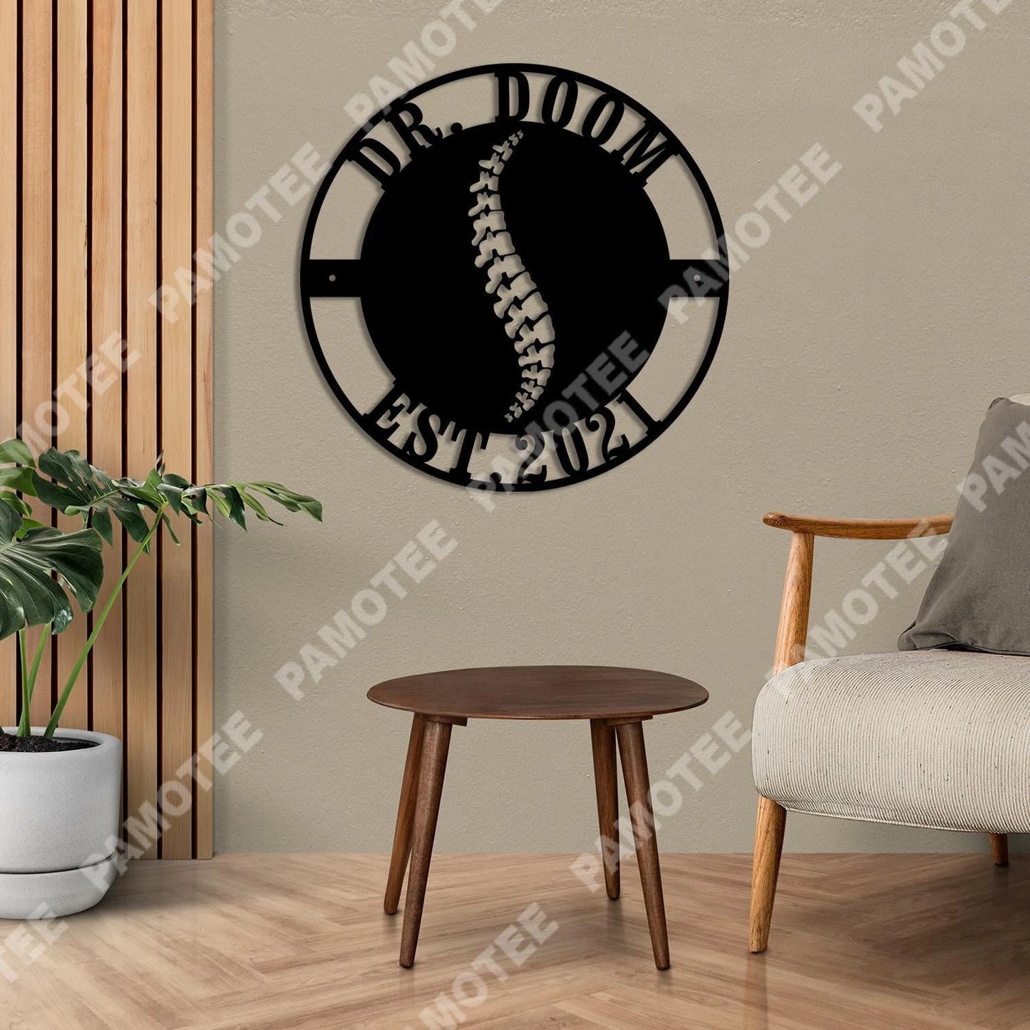 Custom Name And Est Date Chiropractic Metal Art, Gift For Doctor, Metal Laser Cut Metal Signs Custom Gift Ideas