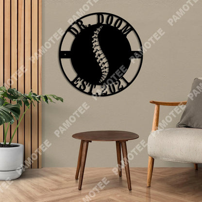 Custom Name And Est Date Chiropractic Metal Art, Gift For Doctor, Metal Laser Cut Metal Signs Custom Gift Ideas