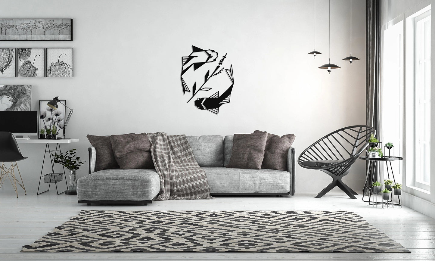 Fish Metal Wall Decor, Yin Yang Metal Wall Art, Housewarming Gift Office Home Living Room Decor, Outdoor Metal Wall Art, Metal Laser Cut Metal Signs Custom Gift Ideas