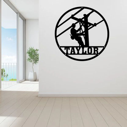 Lineman Last Name Metal Sign Lineman Gift Lineman Sign Personalized Lineman Christmas Gift Custom Metal Sign Door Hanger