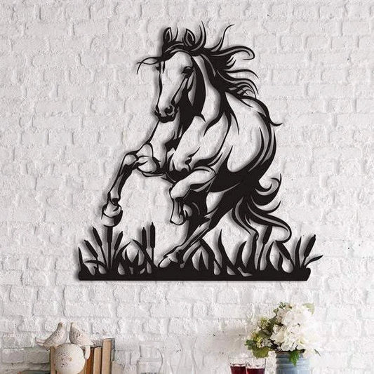 Crazy Horse Running Personalized Horse Metal Sign, Horseshoe Art, Western Decor, Initial Metal Sign - metal sign