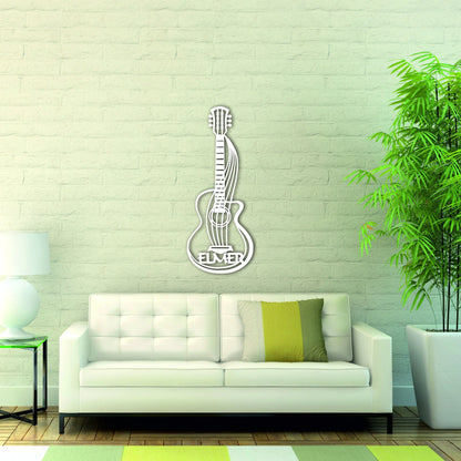 Personalized Metal Guitar Name Sign, Acoustic Guitar Sign, Acoustic Name Sign, Bass Name Sign, Music Name Art, Musician Wall Art Laser Cut Metal Signs Custom Gift Ideas