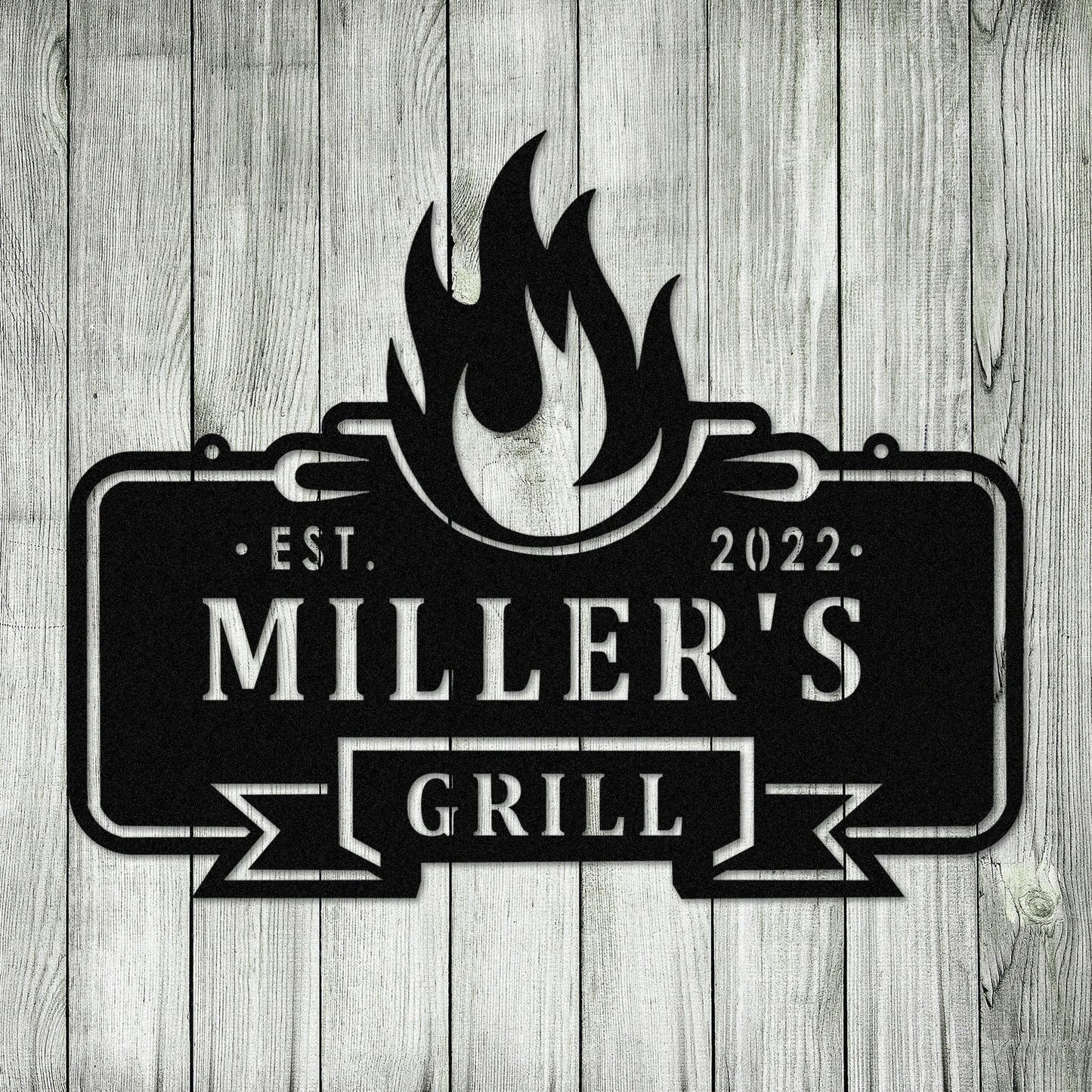Personalized Family Name Bar Grill Metal Sign Monogram, Metal Laser Cut Metal Signs Custom Gift Ideas