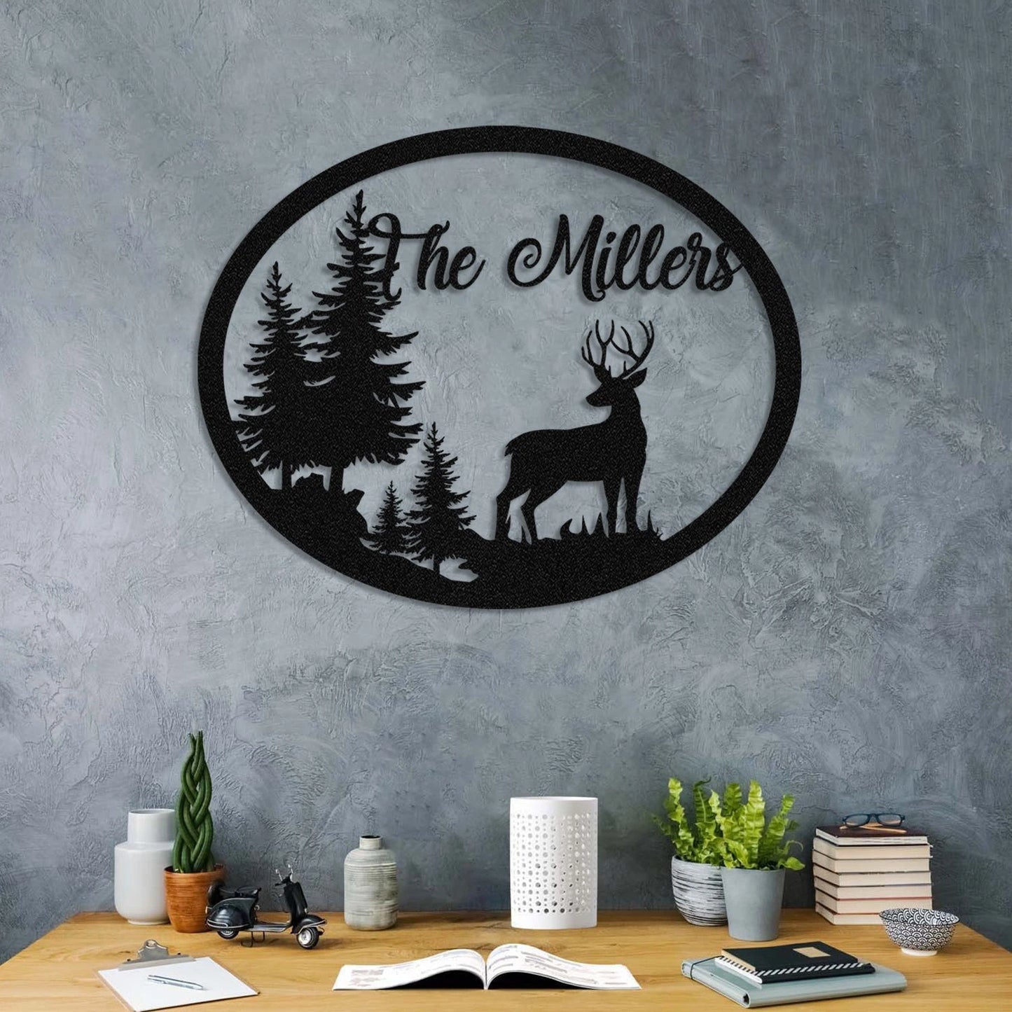 Personalized Family Name Deer Hunting Hunter Metal Sign Monogram, Custom Outdoor, Lodge, Camp, Wall Decor, Metal Laser Cut Metal Signs Custom Gift Ideas