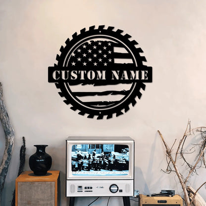 Custom American Flag Workshop Sign Metal Shop Sign Garage Sign