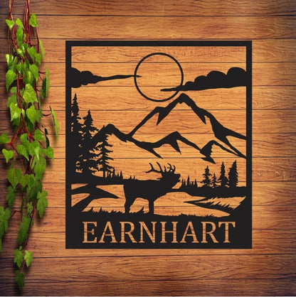 Personalized Family Name Metal Sign, Housewarming Gift, Door Hanger, Wedding Gift, Nature Metal Monogram Sign, Nature Metal Sign, Laser Cut Metal Signs Custom Gift Ideas