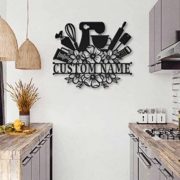 Baking Personalized Metal Wall Decor, Cut Metal Sign, Metal Wall Art, Metal House Sign, Metal Laser Cut Metal Signs Custom Gift Ideas