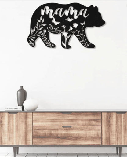 Mama Bear Flowers Metal House Sign