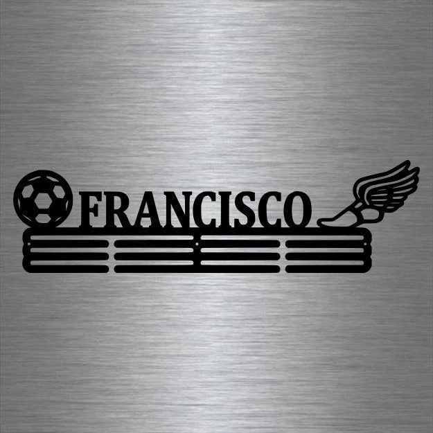 Soccer And Track Custom Name Medal Hanger Holder Display Rack Male 3 Rung, Cut Metal Sign, Metal Wall Art, Laser Cut Metal Signs Custom Gift Ideas