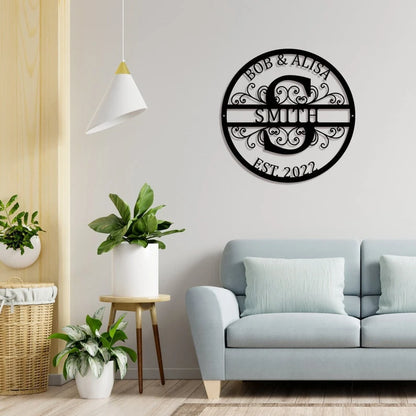 Personalized Last Name Metal Signs Custom Name Metal Monogram Split Letter Name Metal Sign Custom Family Name Sign Housewarmings Gift Laser Cut Metal Signs Custom Gift Ideas