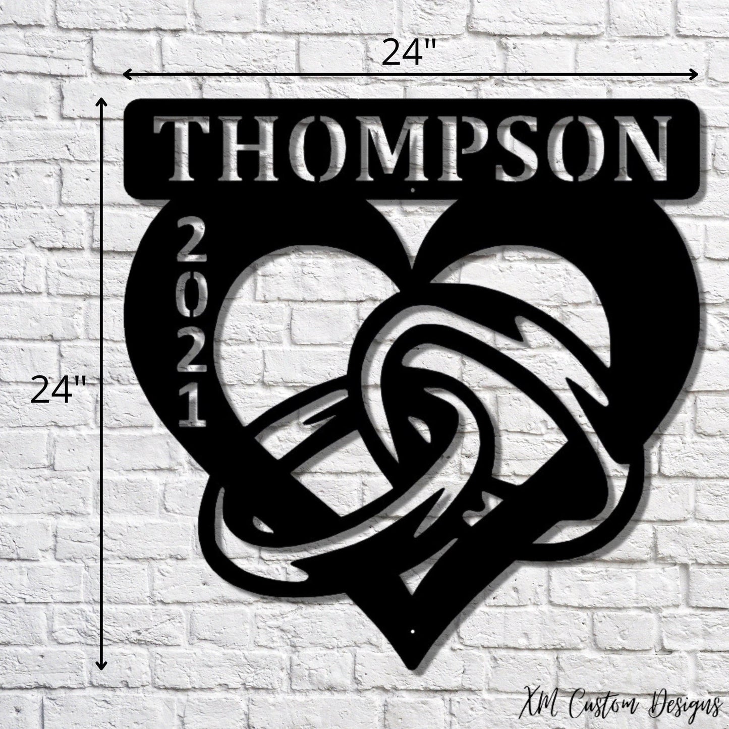 Personalized Wedding Decor, Customized Metal Wedding Rings Decoration, Last Name Sign, Year Married Wall Art, Couples Wedding Decoration Laser Cut Metal Signs Custom Gift Ideas