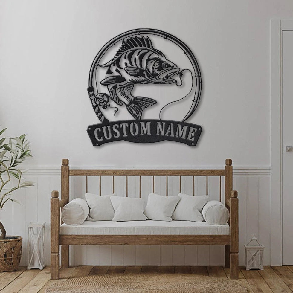 Personalized Perch Fishing Fish Pole Metal Sign Art, Custom Perch Fishing Metal Sign, Perch Fishing Gifts For Men, Perch Fishing Gift, Laser Cut Metal Signs Custom Gift Ideas