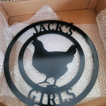 Personalized Farm Sign Chicken Design, Rustic Farm Decor, Chicken Farmer Custom Family, Established Date Or Address Sign, Laser Cut Metal Signs Custom Gift Ideas