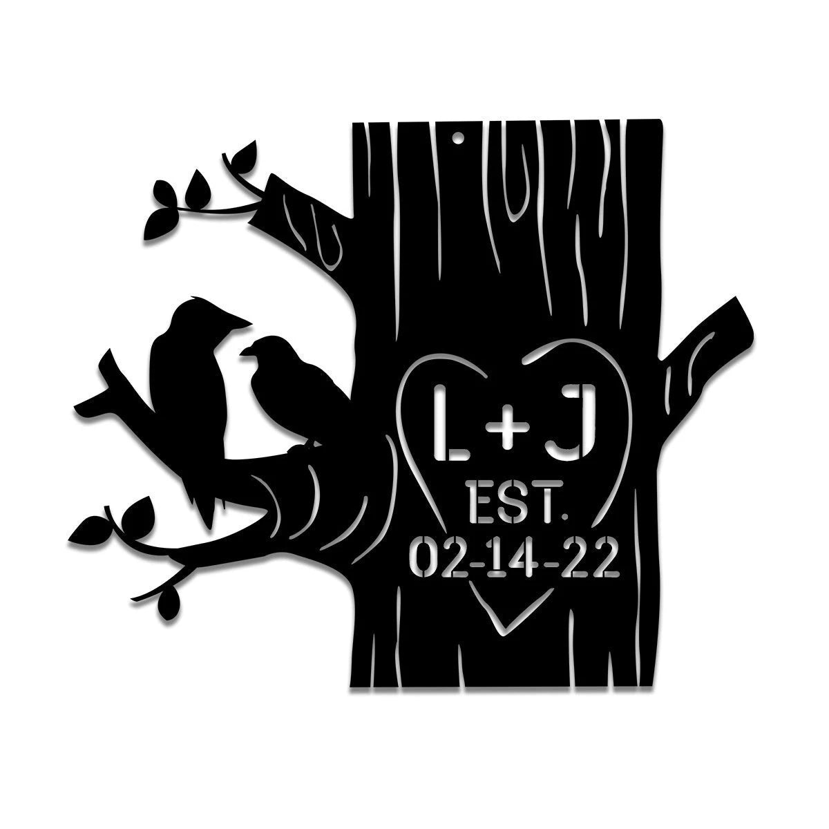 Personalized Name Bird Couple Valentines Day Metal Sign, Metal Laser Cut Metal Signs Custom Gift Ideas