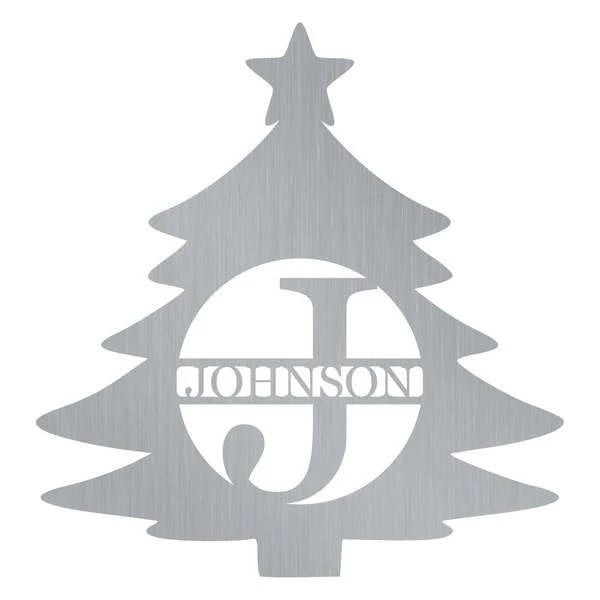 Initial Christmas Tree Monogram Customized Metal Signs, Custom Metal Sign, Custom Signs, Metal Sign, Metal Laser Cut Metal Signs Custom Gift Ideas