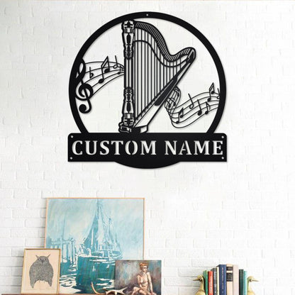 Custom Harp Musical Metal Wall Art, Personalized Harp Musical Name Sign Decoration For Room, Harp Musical Home Decor, Custom Harp Musical, Metal Laser Cut Metal Signs Custom Gift Ideas