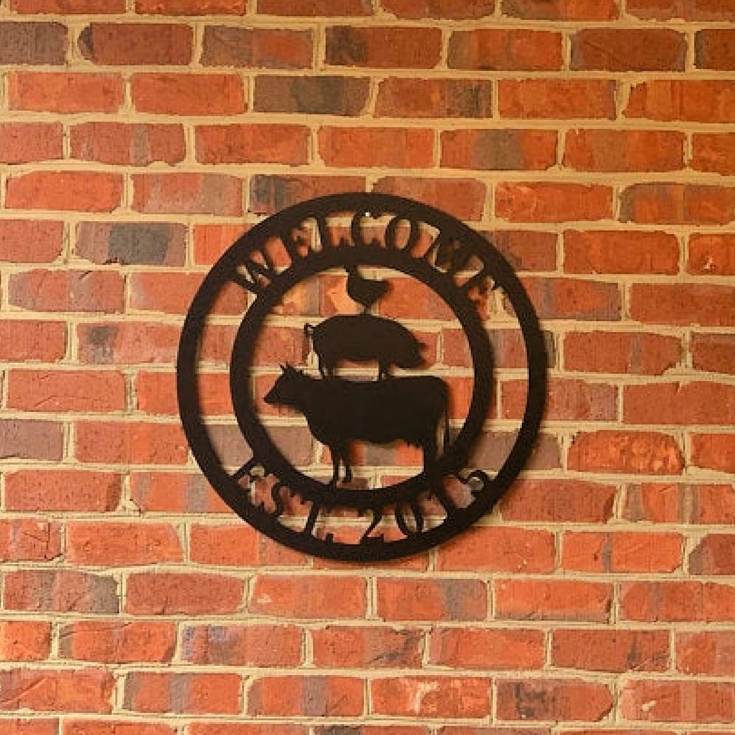 Farmhouse Wall Decor Farm Signs Personalized Custom Family Country Signs For Home Last Name Cow Pig Chicken Silhouette Laser Cut Metal Signs Custom Gift Ideas