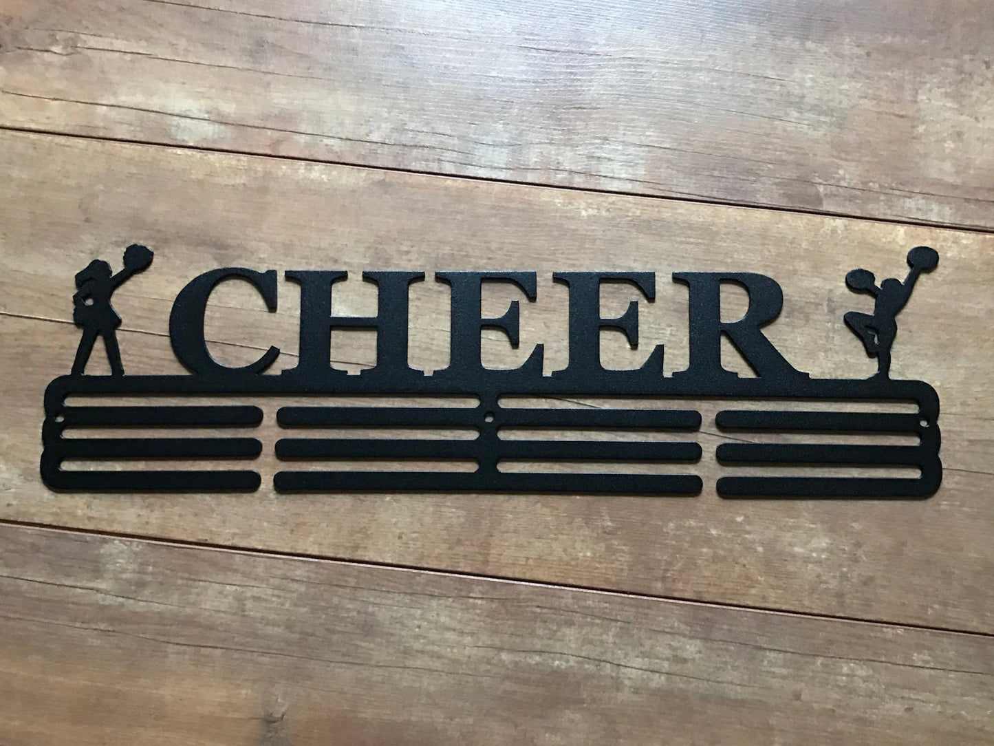 Cheer Medal Hanger Holder Display Rack 3 Rung Cut Metal Sign