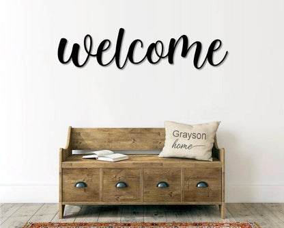 Welcome Metal Word Art Cursive Script Word Sign Rustic Metal Welcome Sign Farmhouse Decor Housewarming Word Art