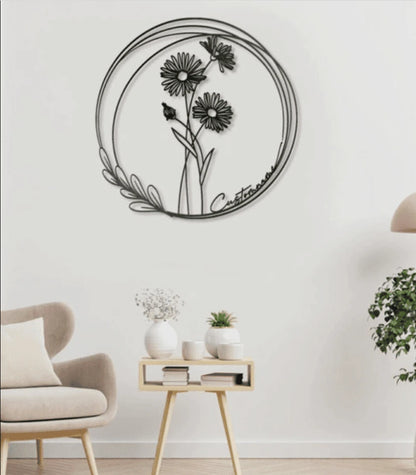 Vintage Floral Personalized Metal House Sign