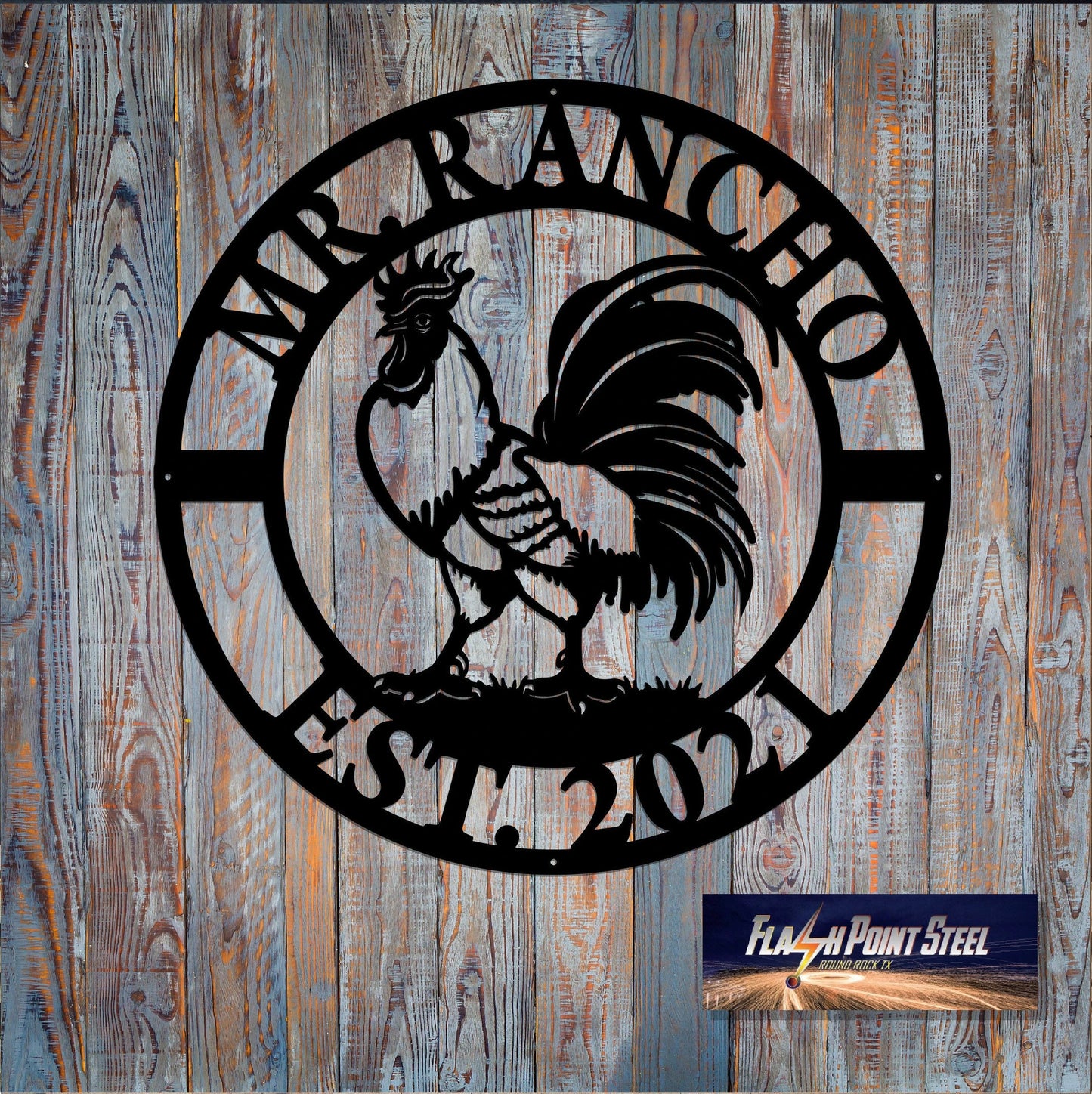 Rooster Farm Metal Sign, Cock, Custom, Farmer Sign, Personalized, Established, Plasma Cut Steel Sign, Metal Art, Farmhouse Laser Cut Metal Signs Custom Gift Ideas