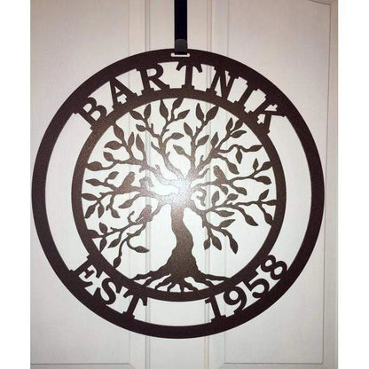 Olive Tree Of Life Family Established Sign, Cut Metal Sign, Metal Wall Art, Metal House Sign Laser Cut Metal Signs Custom Gift Ideas