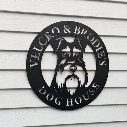 Schnauzer Dog Sign, Dog House, Family Dog, Entrance Sign, Wall Decor, Plasma Cut Steel Sign, Custom Sign, Welcome Sign, Personalized Laser Cut Metal Signs Custom Gift Ideas