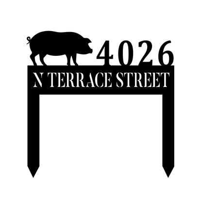 Custom Address Pig Metal Art, Farm Steel Sign, Ranch Decor, Metal Laser Cut Metal Signs Custom Gift Ideas
