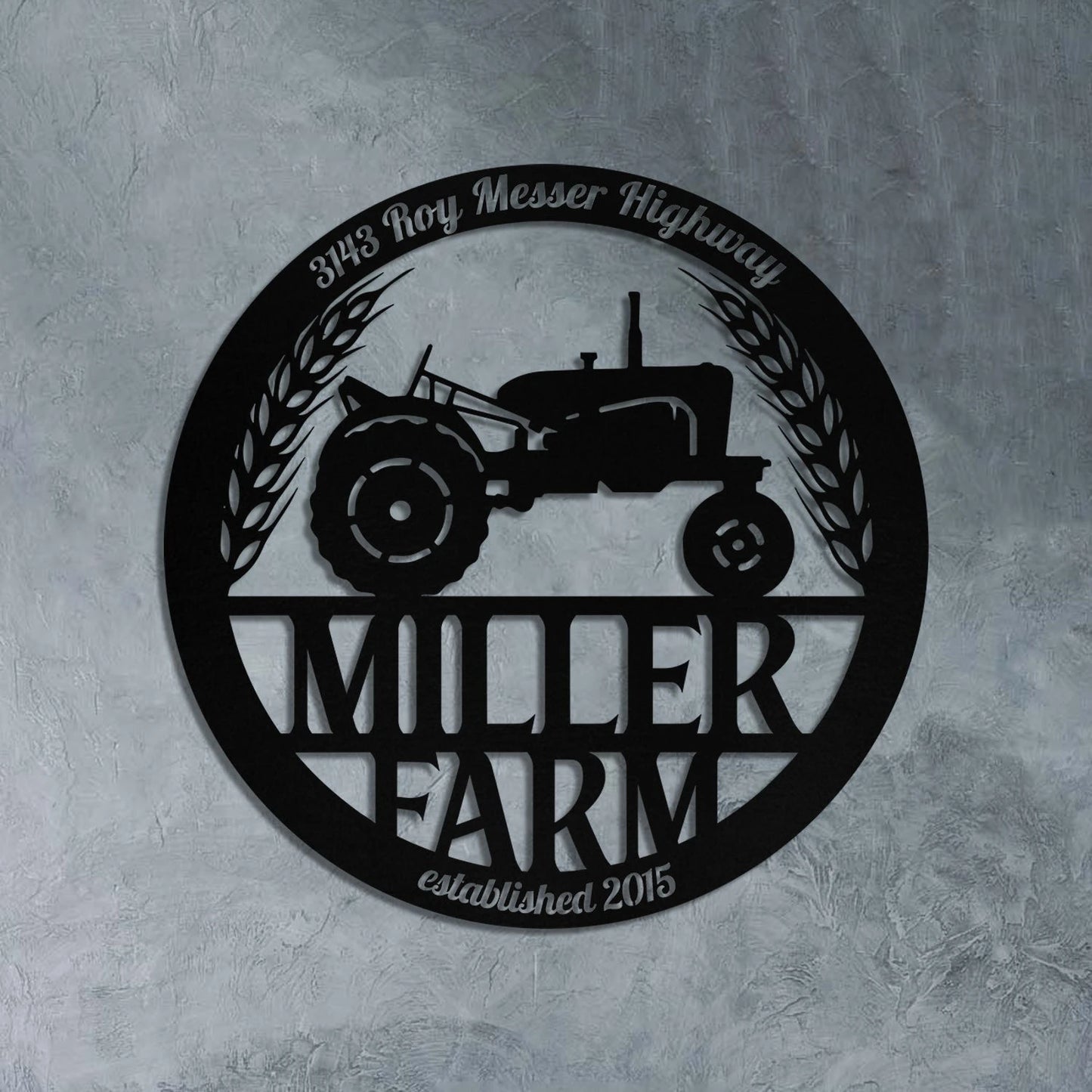 Personalized Metal Farm Sign Barn Tractor Monogram Custom Outdoor Farmhouse Entry Road Front Gate Wall Decor Gift