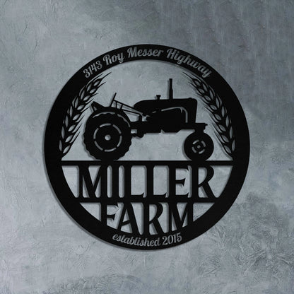 Personalized Metal Farm Sign Barn Tractor Monogram Custom Outdoor Farmhouse Entry Road Front Gate Wall Decor Gift