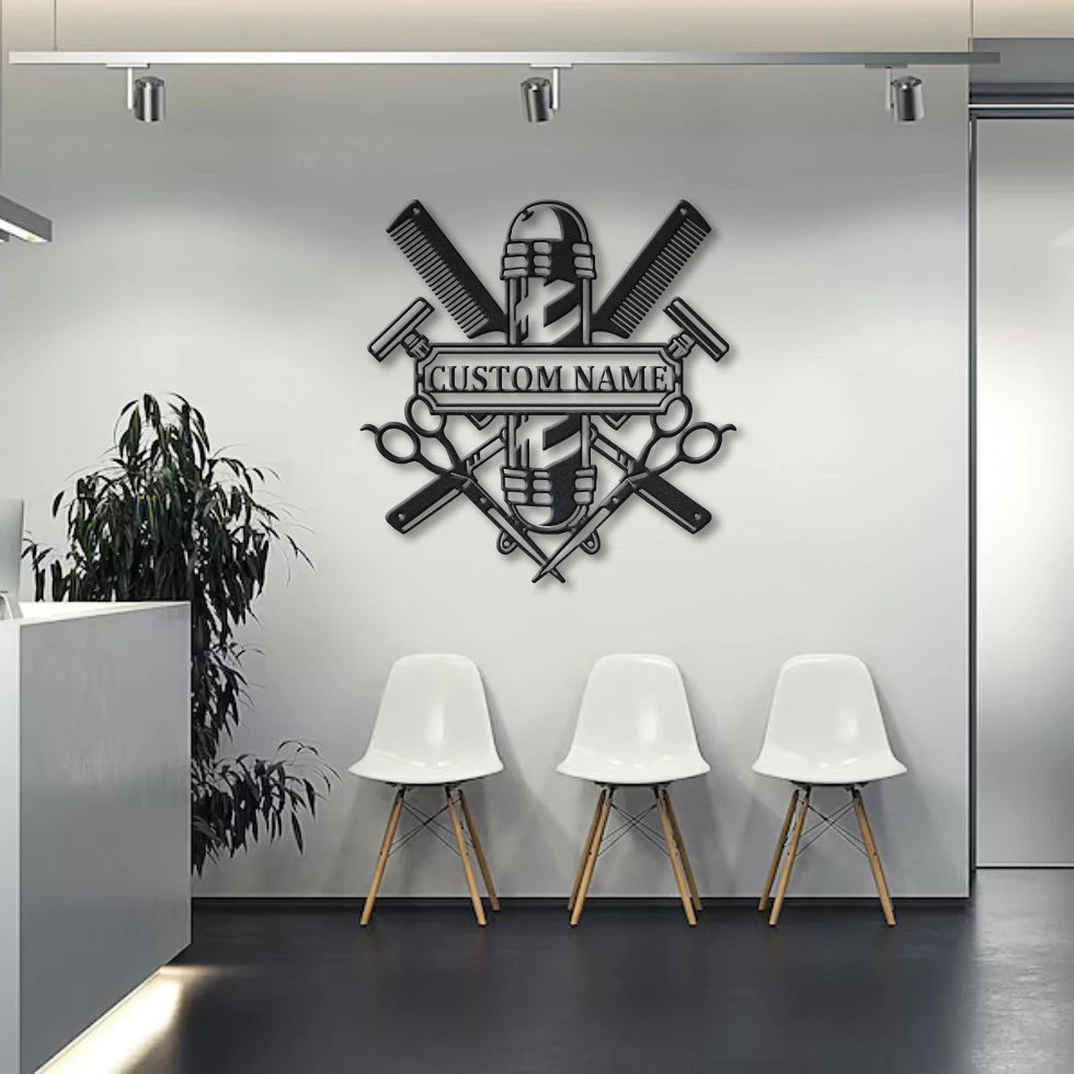 Custom Barber Shop Name Personalized Metal House Sign
