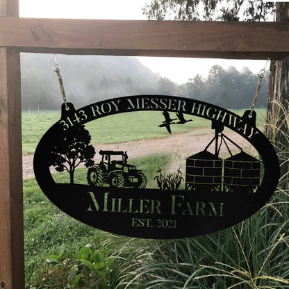 Personalized Metal Farm Sign Grain Bin Tractor Monogram Custom Outdoor Farmhouse Front Gate Wall Decor Art Gift