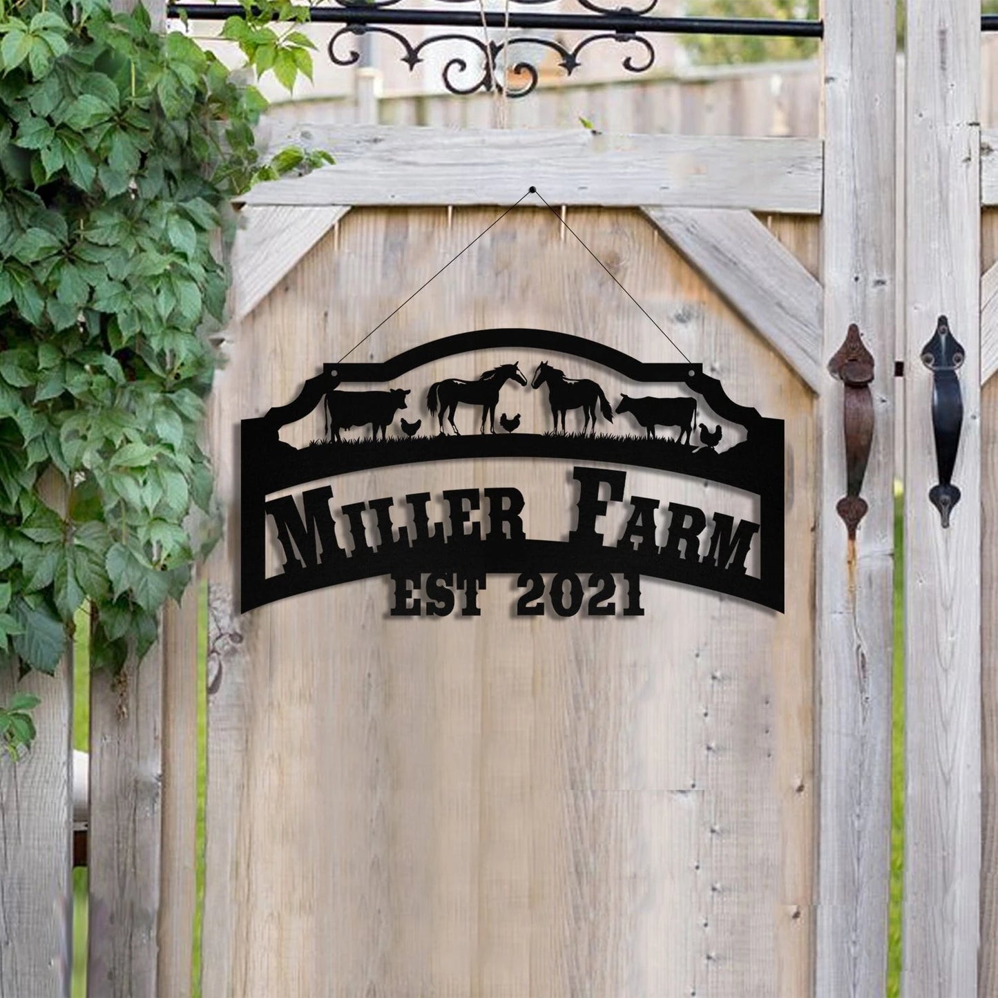Personalized Metal Farm Sign Horse Cow Chicken, Custom Outdoor Farmhouse, Metal Laser Cut Metal Signs Custom Gift Ideas