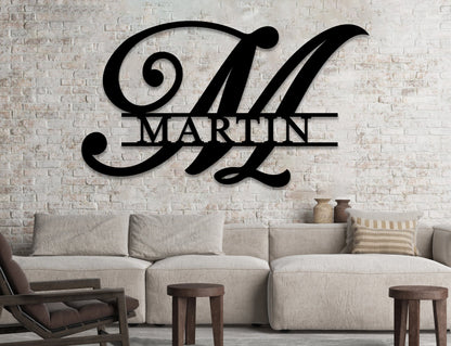 Custom Metal Name Sign, Personalized Metal Sign, Last Name Sign, Family Name Sign, Metal Wall Art, Split Monogram, Wedding Gift Outdoor Sign Laser Cut Metal Signs Custom Gift Ideas