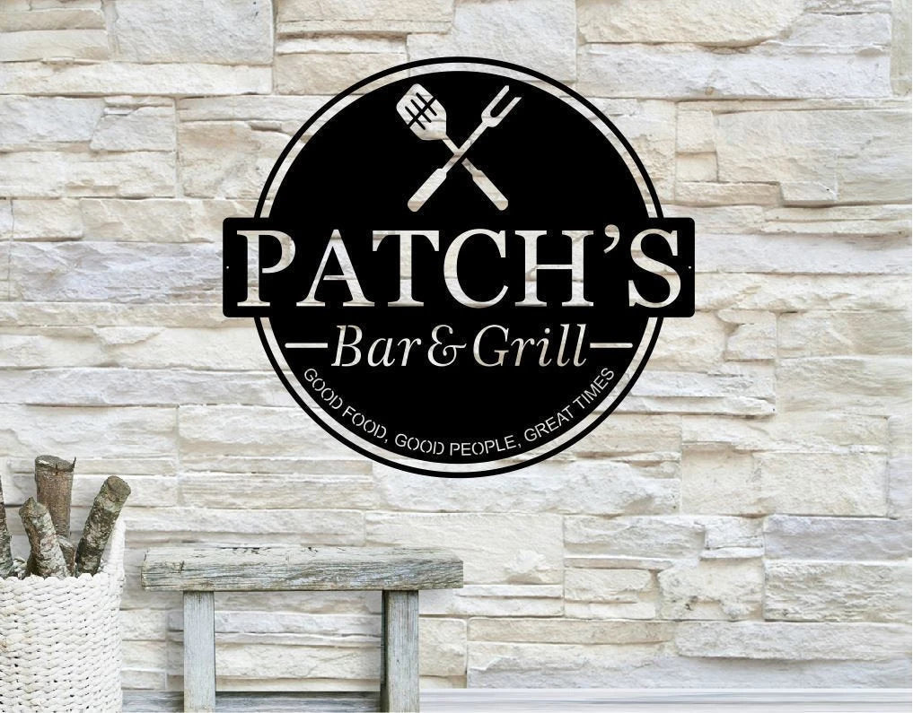 Personalized Bar & Grill Metal Sign, Bar Wall Decor, Metal Wall Decor, Bar Decor, Personalized Home Decor, Metal Wall Art, Laser Cut Metal Signs Custom Gift Ideas