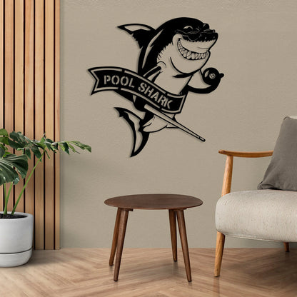Pool Shark Billards Metal Art, Pool Wall Decoration Laser Cut Metal Signs Custom Gift Ideas